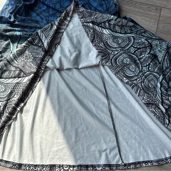 R&B Collection Turquoise Floral Sleeveless Ombre Maxi Dress - Picture 14 of 14